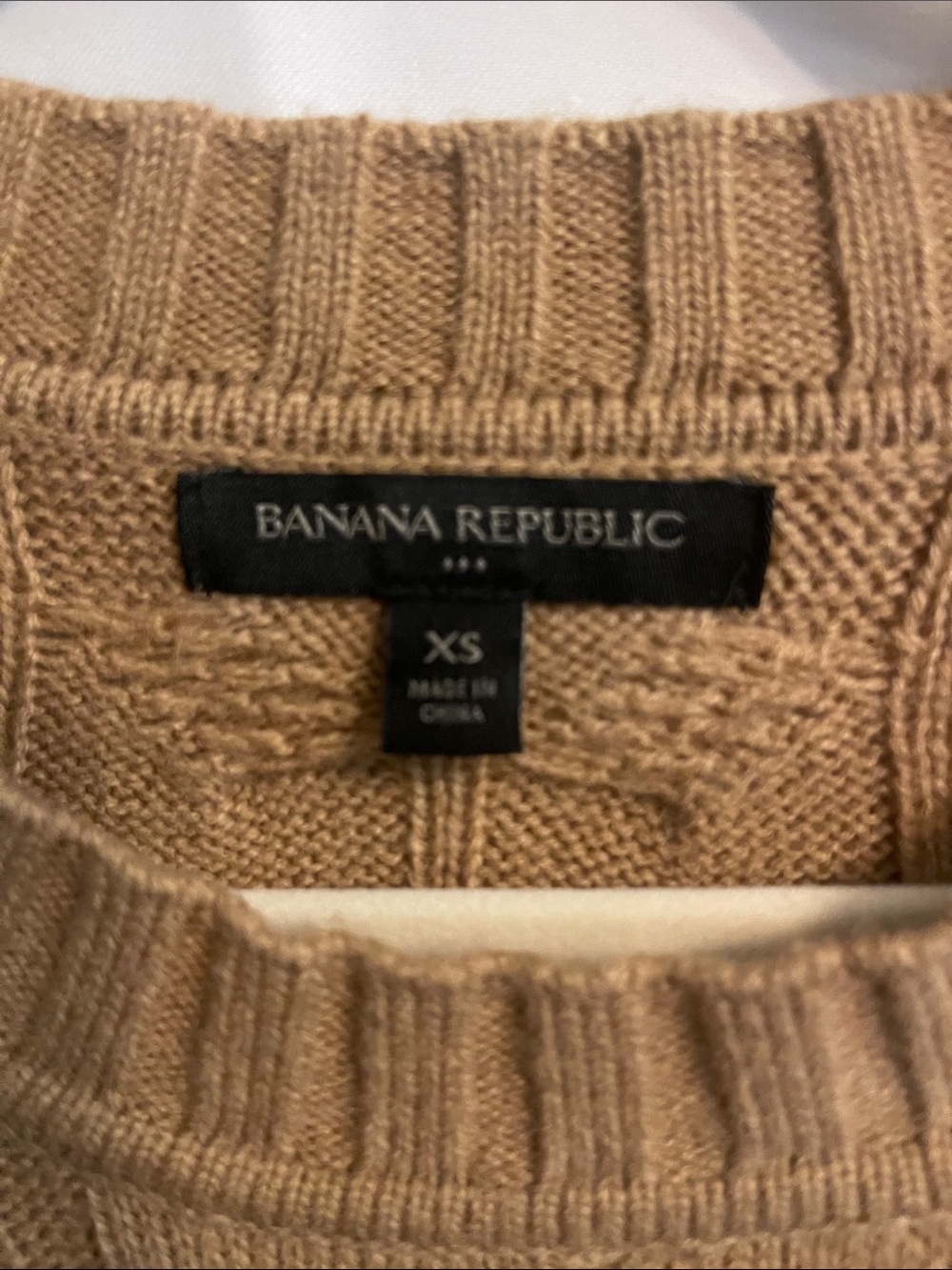Banana Republic Cable-Knit Crewneck Sweater in Camel/Tan - Picture 2 of 10